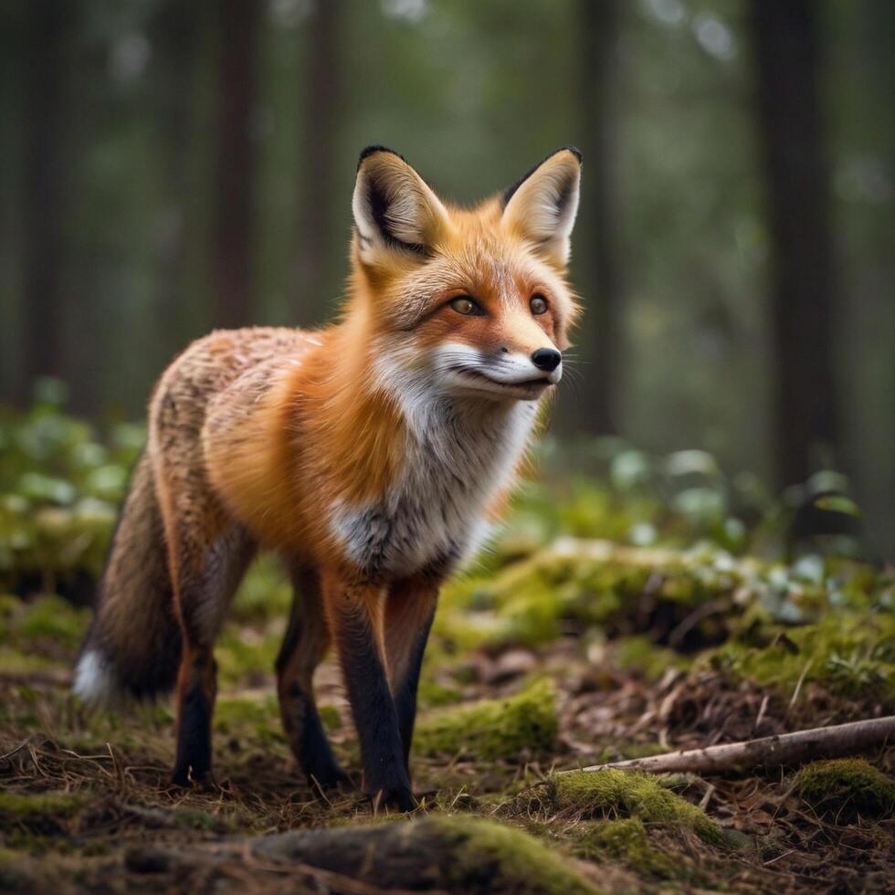 Cute orange forest fox photo