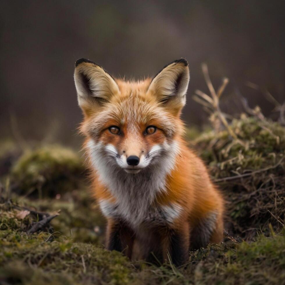 Cute orange forest fox photo
