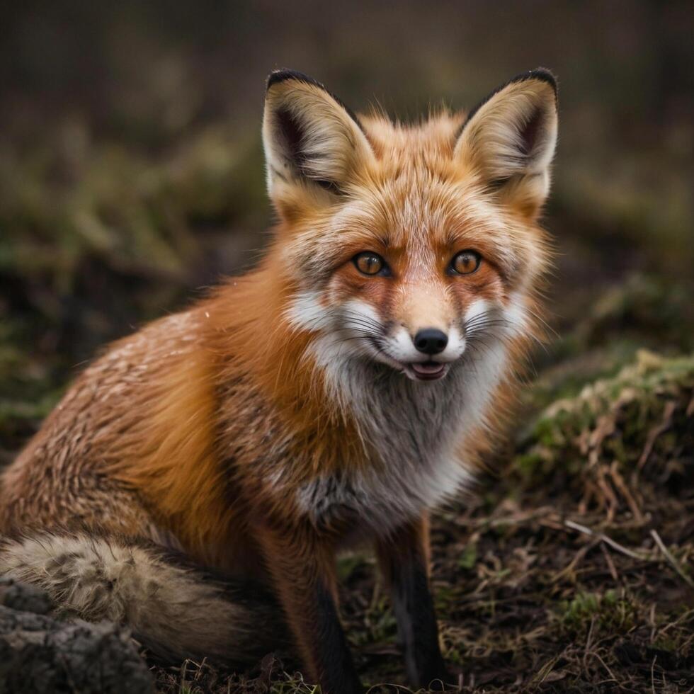 Cute orange forest fox photo