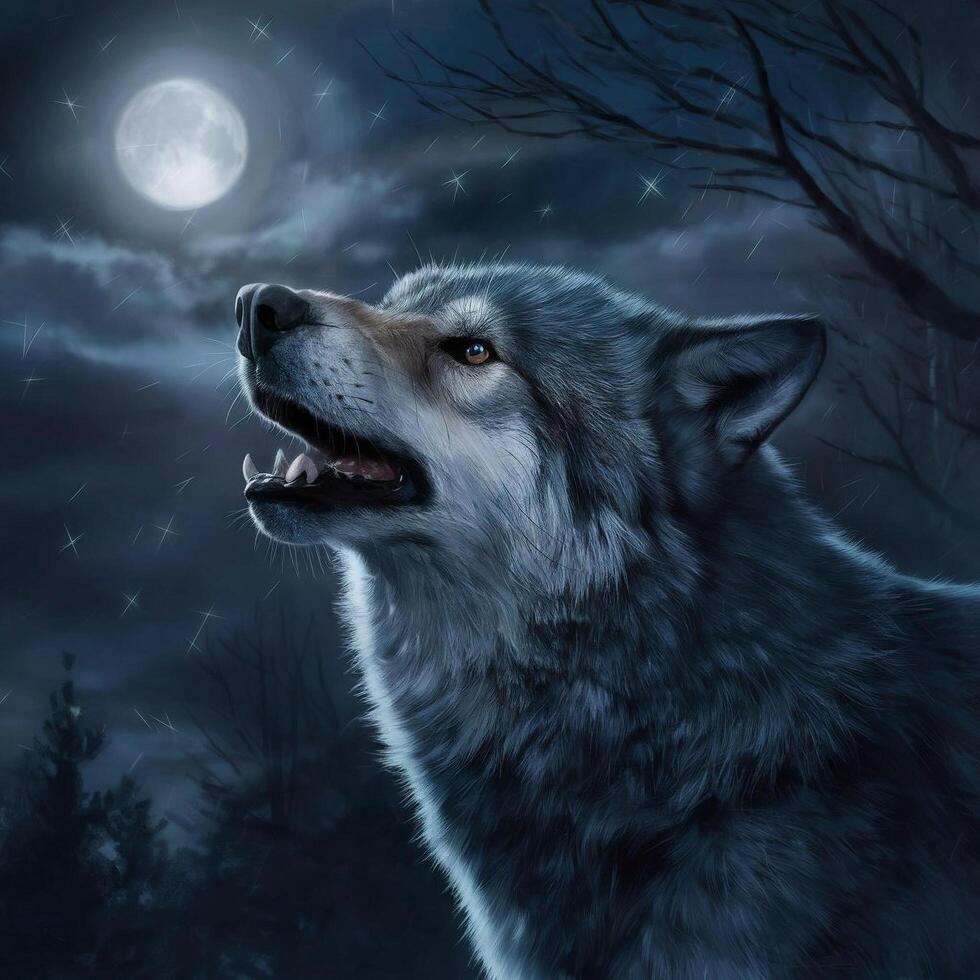 howling wolf moon photo