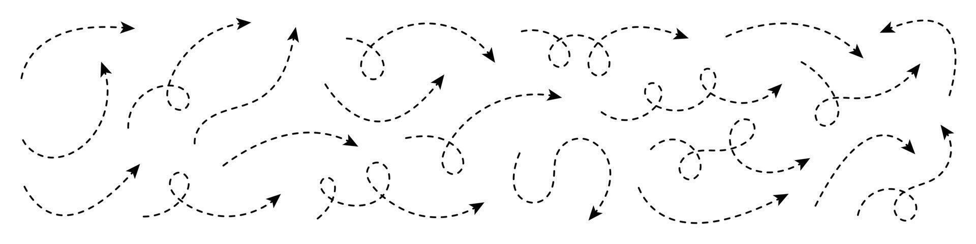 Curved dotted arrow. Zigzag arrow stripes design with dotted lines. vector