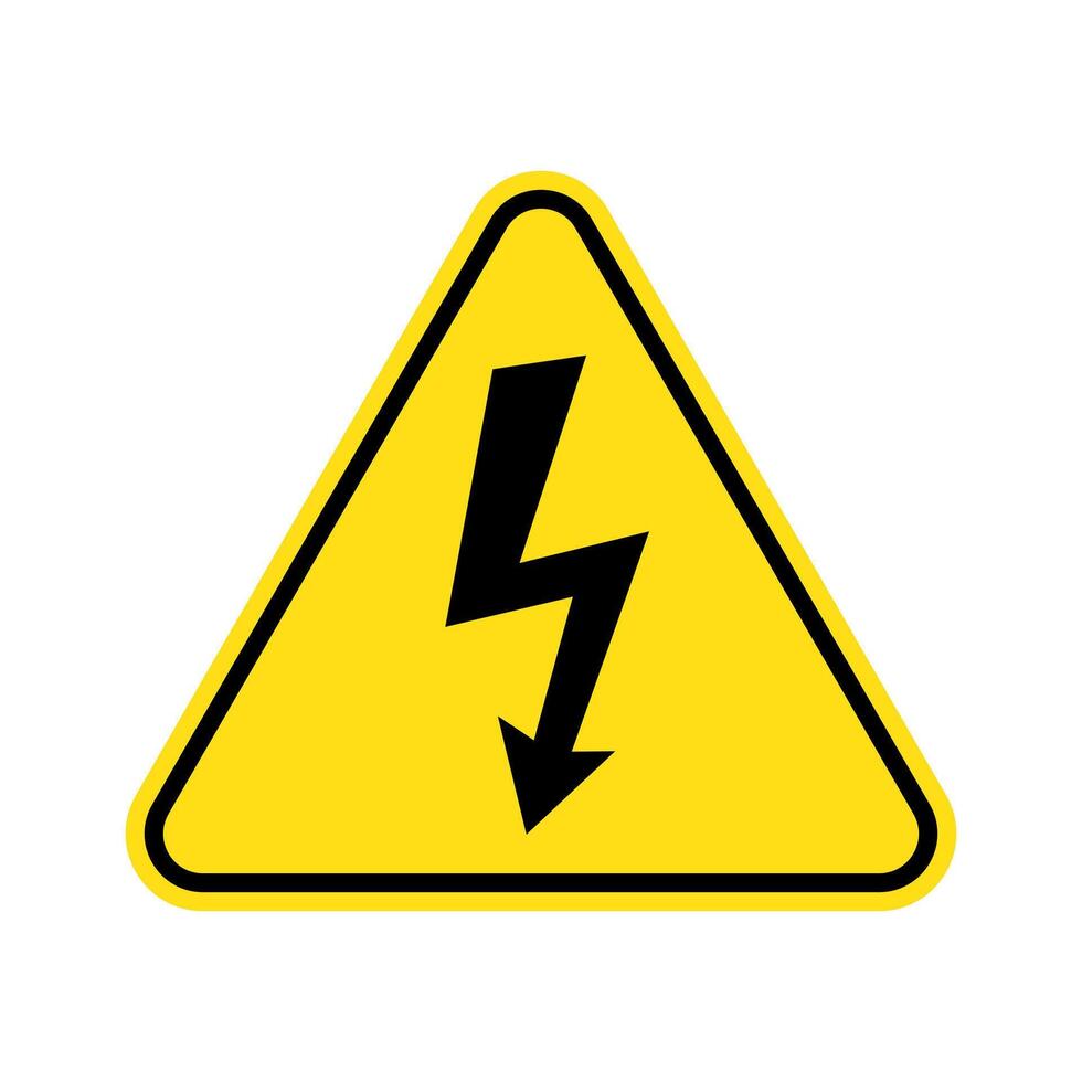 High voltage sign with lightning. vector