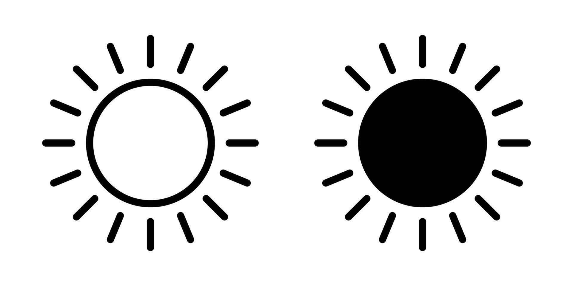 Sun icon, sun symbol isolated on white. vector