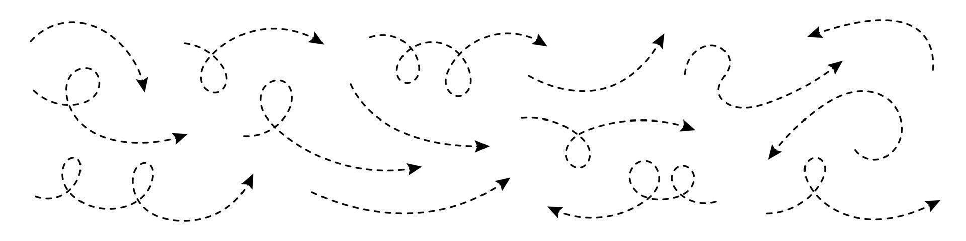 Curved dotted arrow. Zigzag arrow stripes design with dotted lines. vector