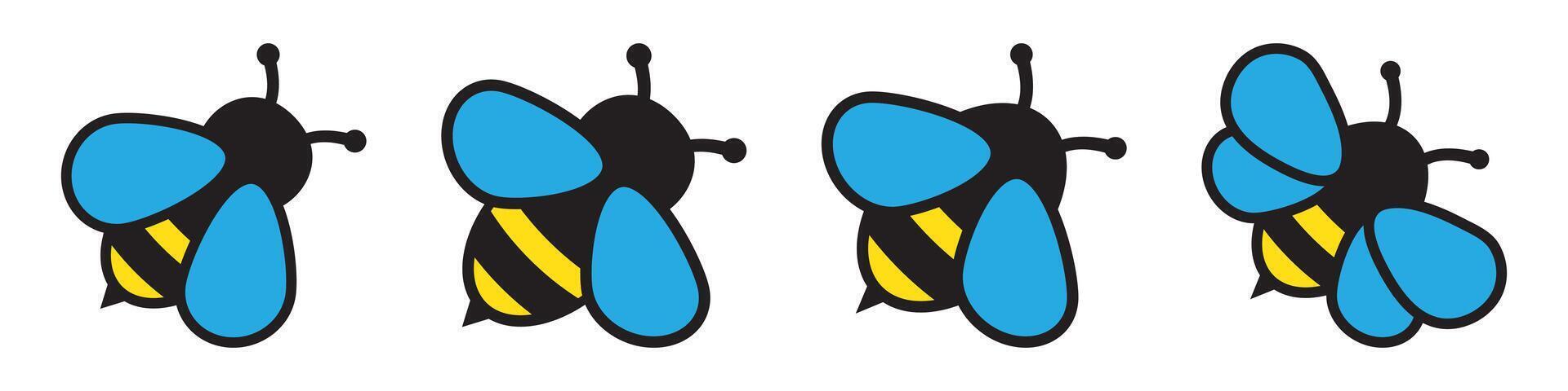 Honey Bee flat icon. Insect character. Cartoon flying bee. vector