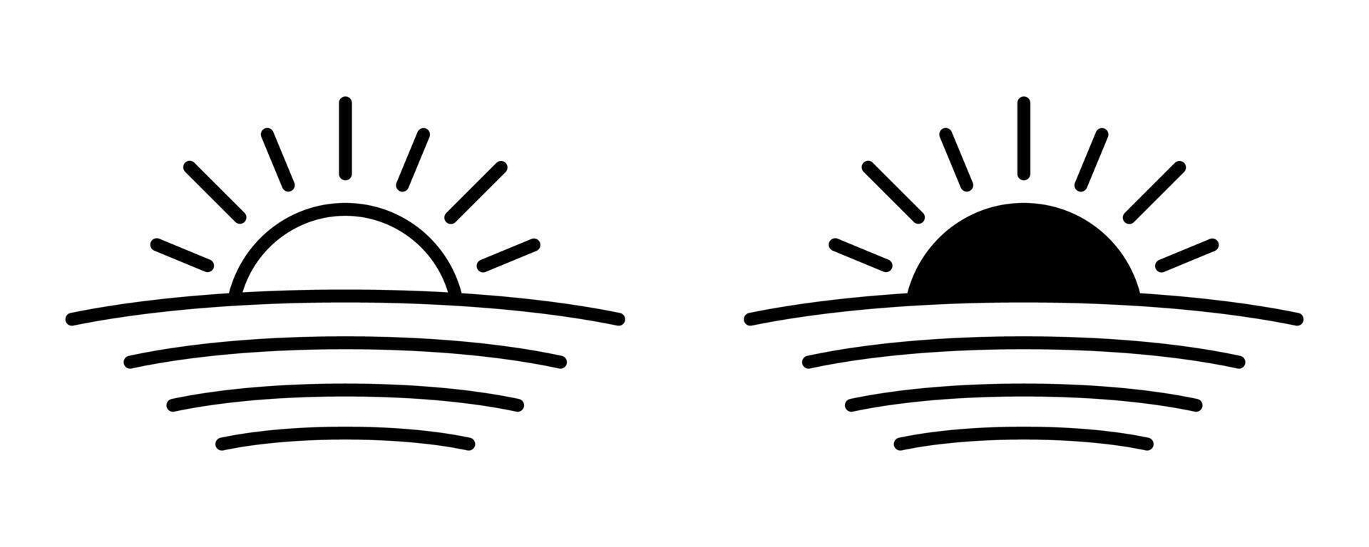 Sunset icon, sunrise icon. Sun, rise symbol. Morning icon. vector