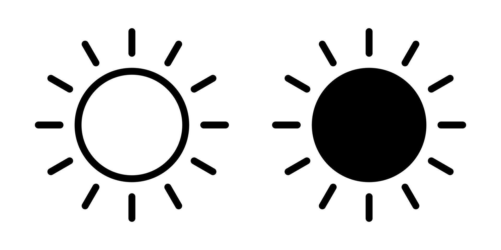 Sun icon, sun symbol isolated on white. vector
