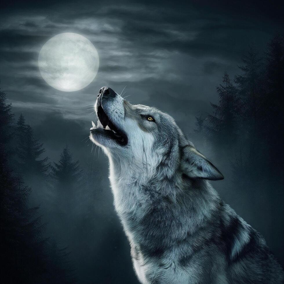 howling wolf moon photo