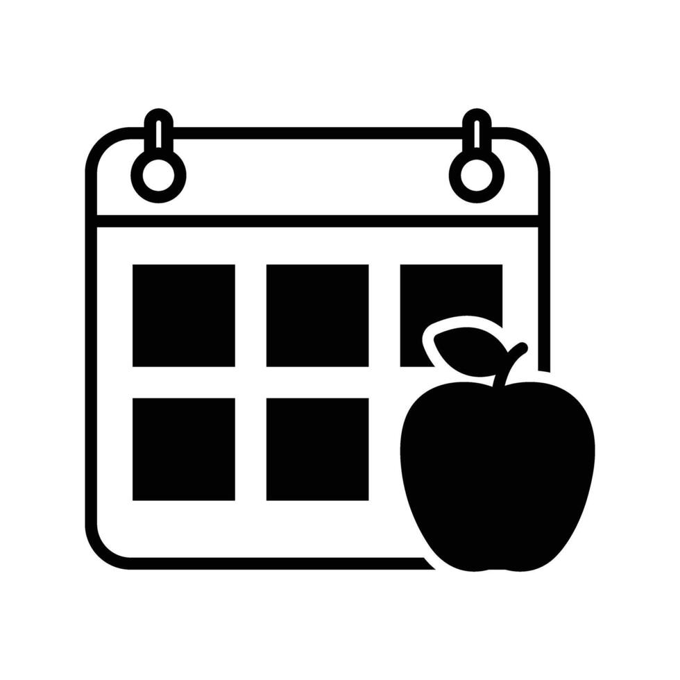 calendar with apple illustration of diet food schedule icon vector