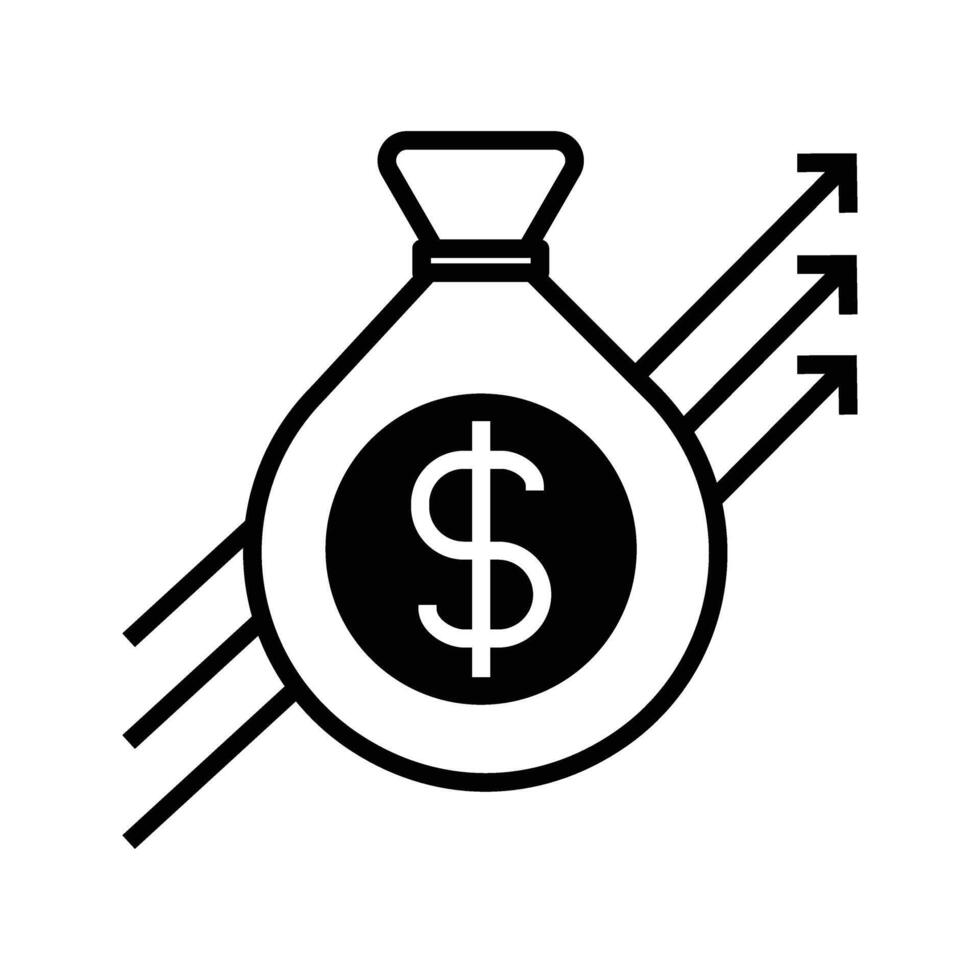money bag with arrow up, illustration of investment profit iconmoney bag with arrow up illustration of investment profit icon vector