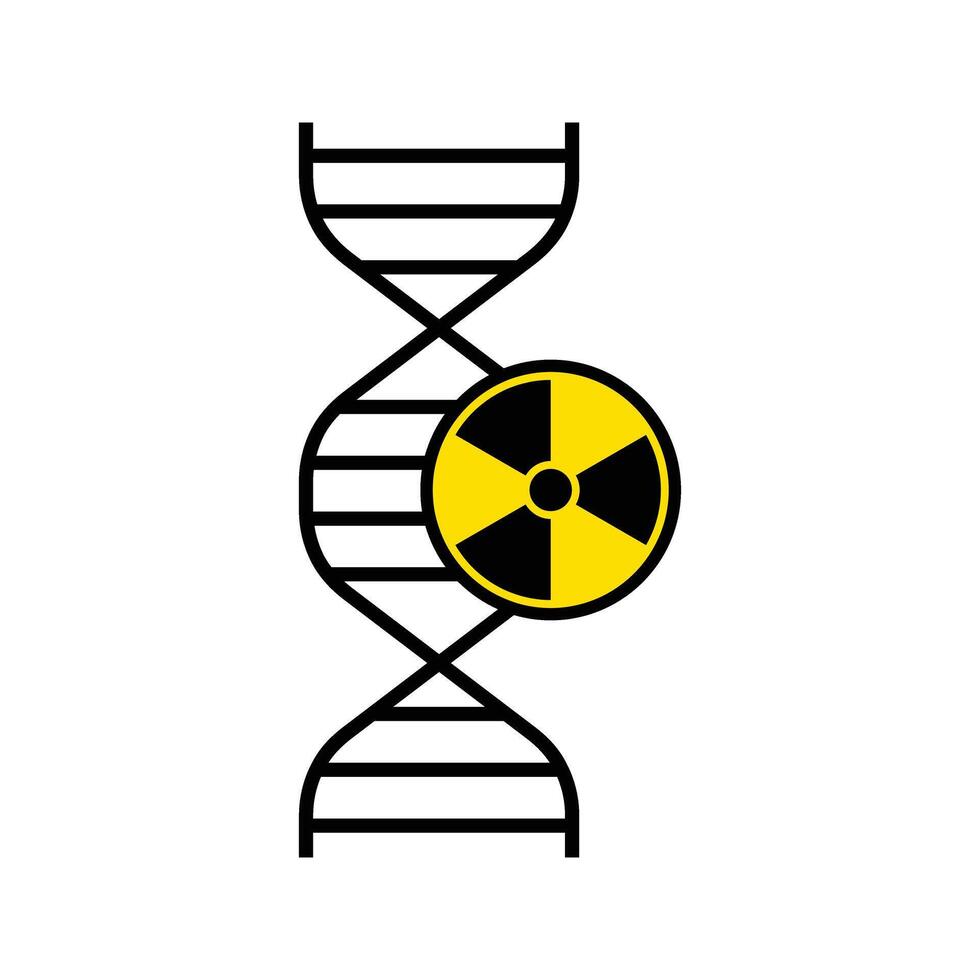 DNA with radioactive symbol radiation genetic mutation icon vector