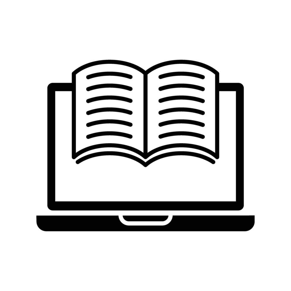 Laptop with book illustration of ebook icon vector