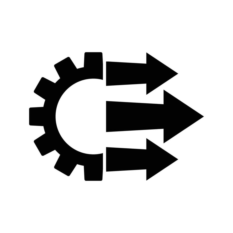 cogwheel with right arrow illustration of industrial process icon vector
