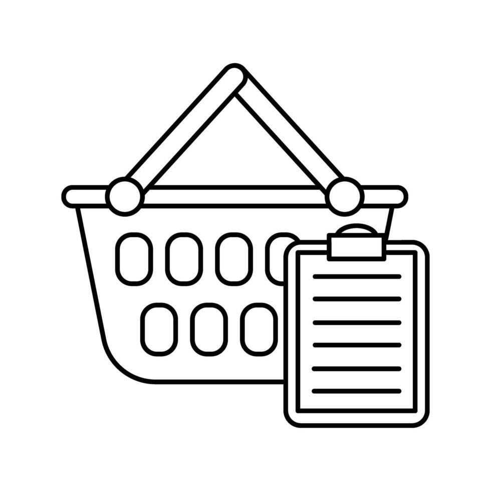 Shopping basket with clipboard note illustration of shopping list icon vector