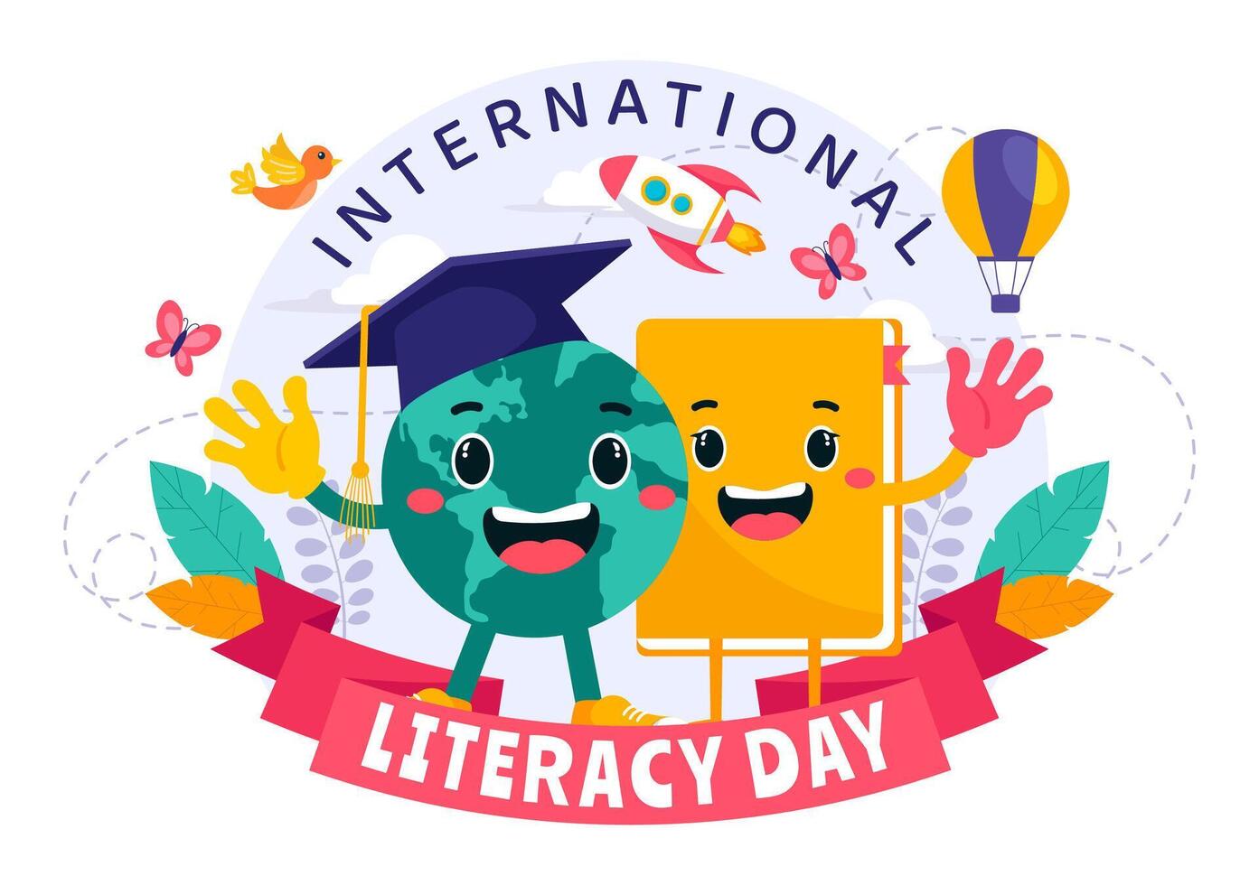 International Literacy Day Vector Illustration on 8th September with Books and Educational Equipment in an Educational Holiday Cartoon Background