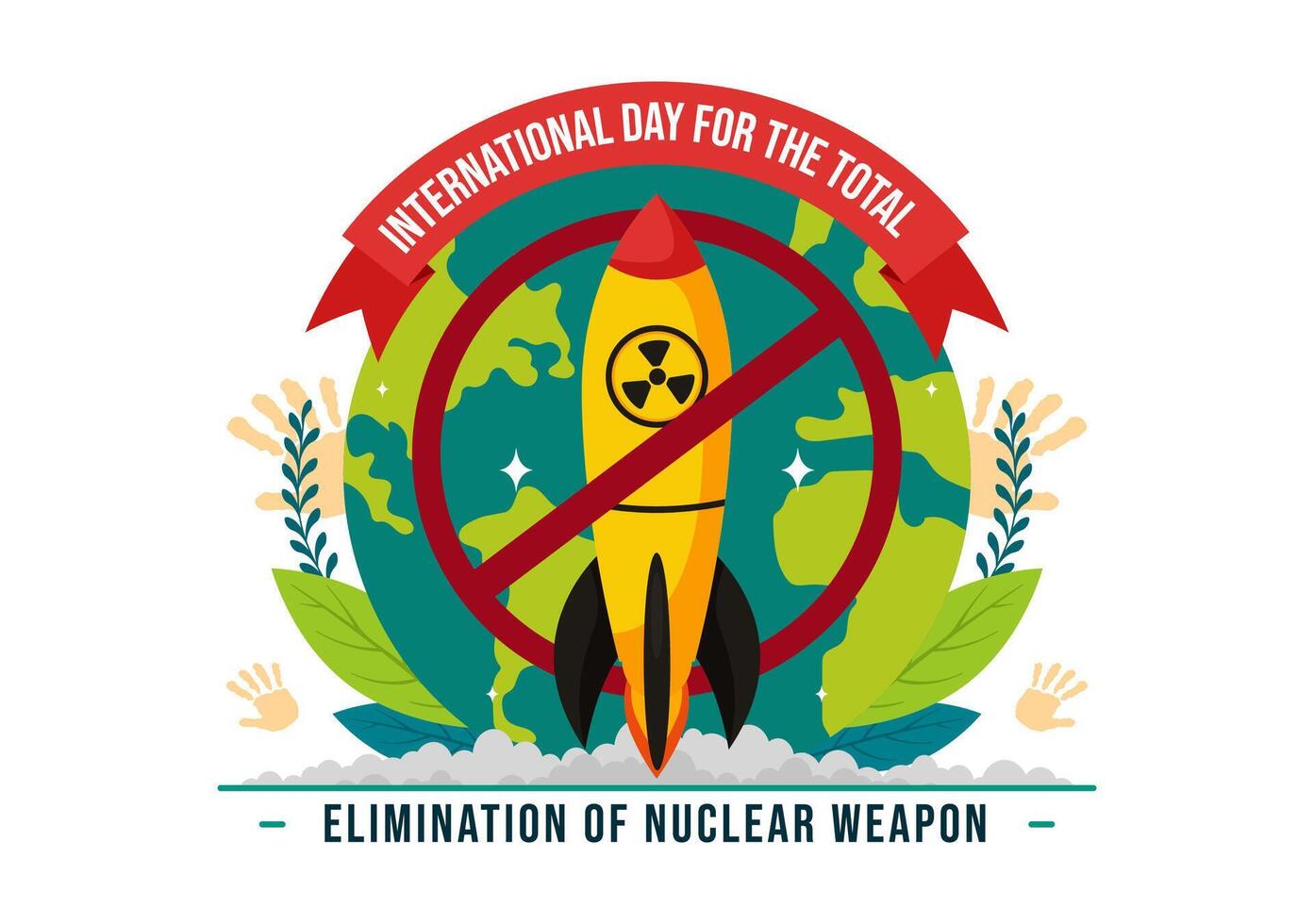 International Day for the Total Elimination of Nuclear Weapons Vector Illustration on September 26th in a Background of a Nuclear Bomb Explosion