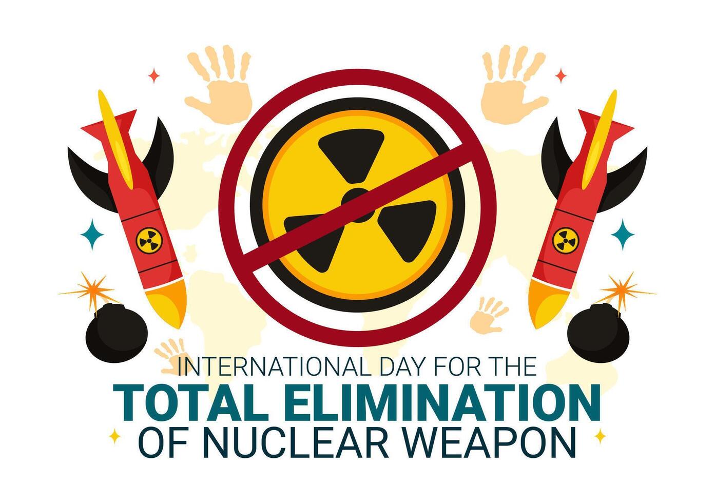 International Day for the Total Elimination of Nuclear Weapons Vector Illustration on September 26th in a Background of a Nuclear Bomb Explosion