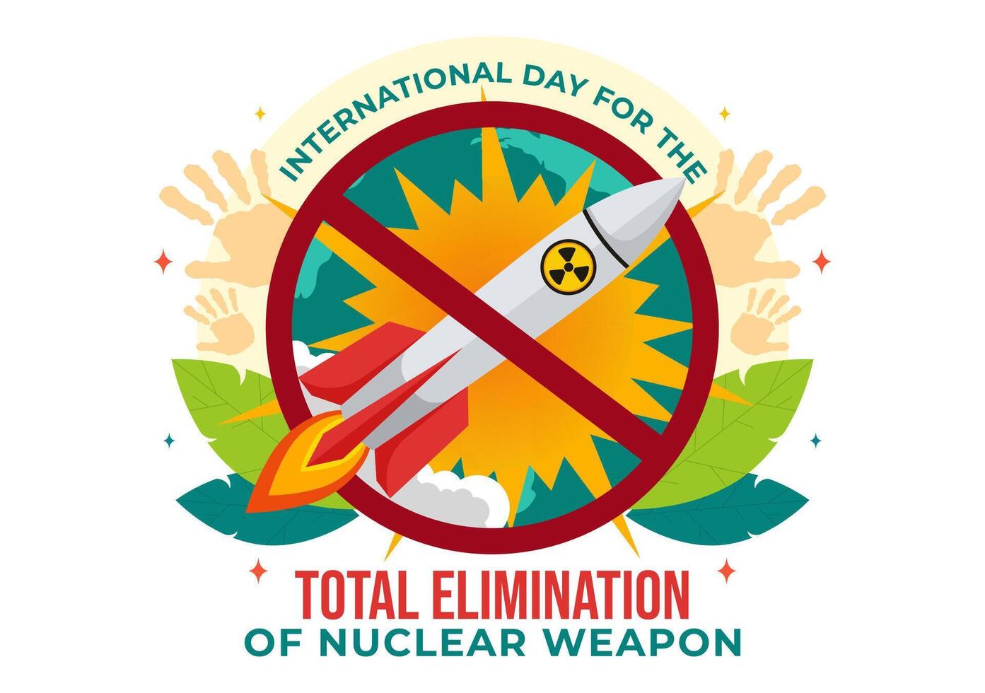 International Day for the Total Elimination of Nuclear Weapons Vector Illustration on September 26th in a Background of a Nuclear Bomb Explosion