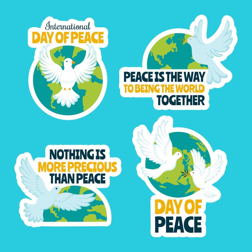 International Peace Day Label Flat Cartoon Hand Drawn Templates Background Illustration vector