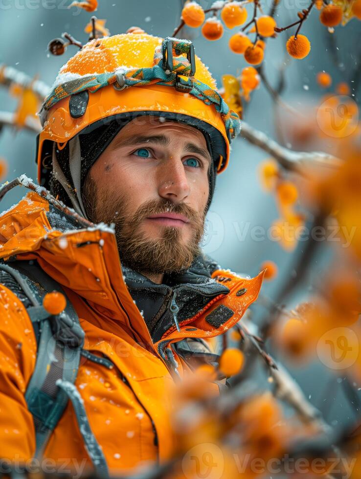 Tree pruning in autumn by man photo