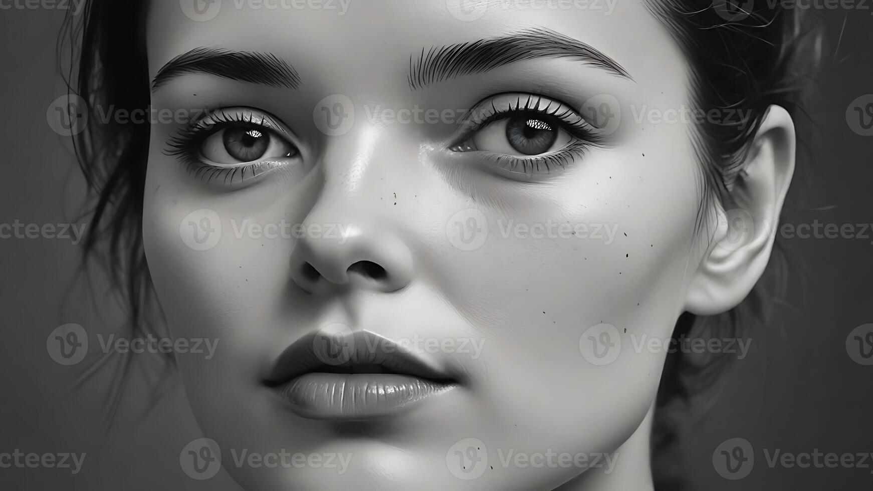 Black and white portrait. Surreal photo