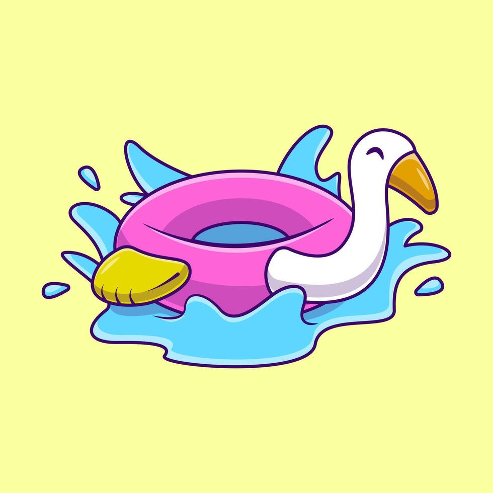 Flamingo Rubber Swimming Cartoon Icon Illustration. Animal Summer Gear. Flat Cartoon Character. vector