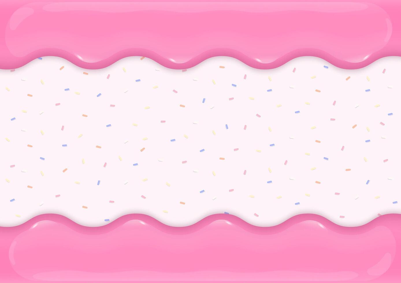 Pink liquid frame with sugar sprinkles background vector