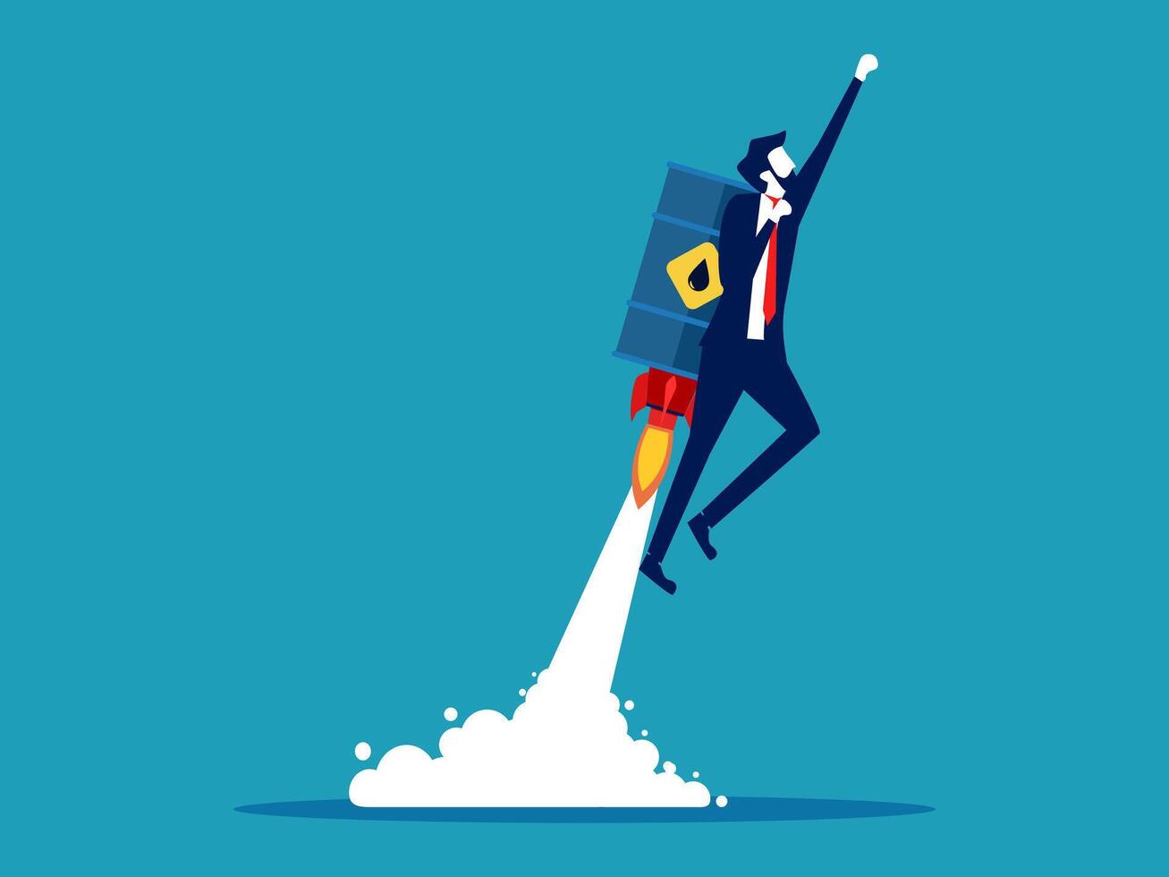 businessman flying on rocket with business idea vector