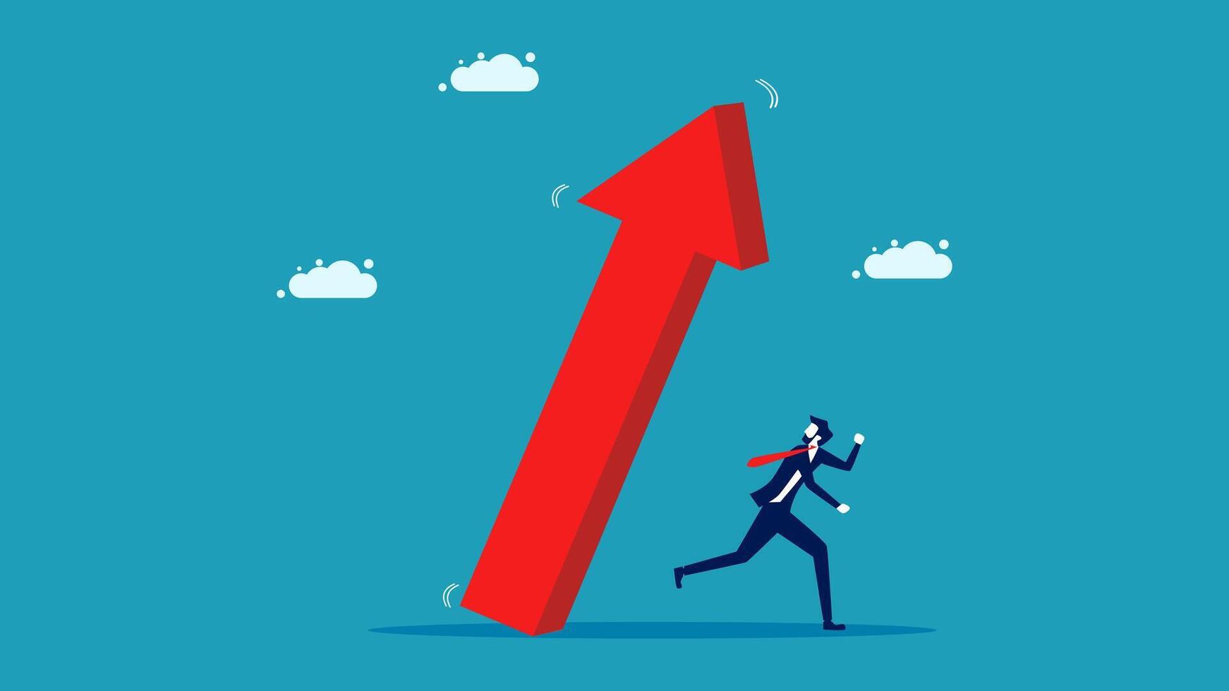 businessman running up an arrow to reach the top vector