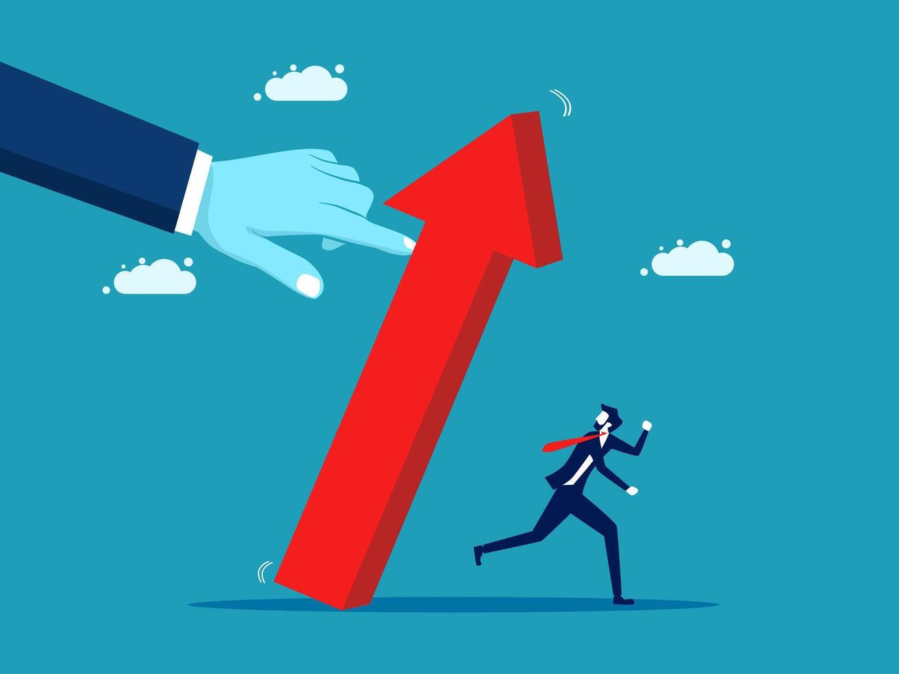 businessman running to the arrow, business concept vector