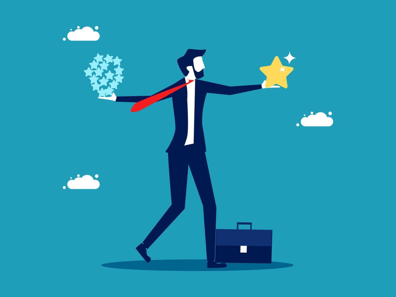 businessman with star and cloud in hand, business concept vector