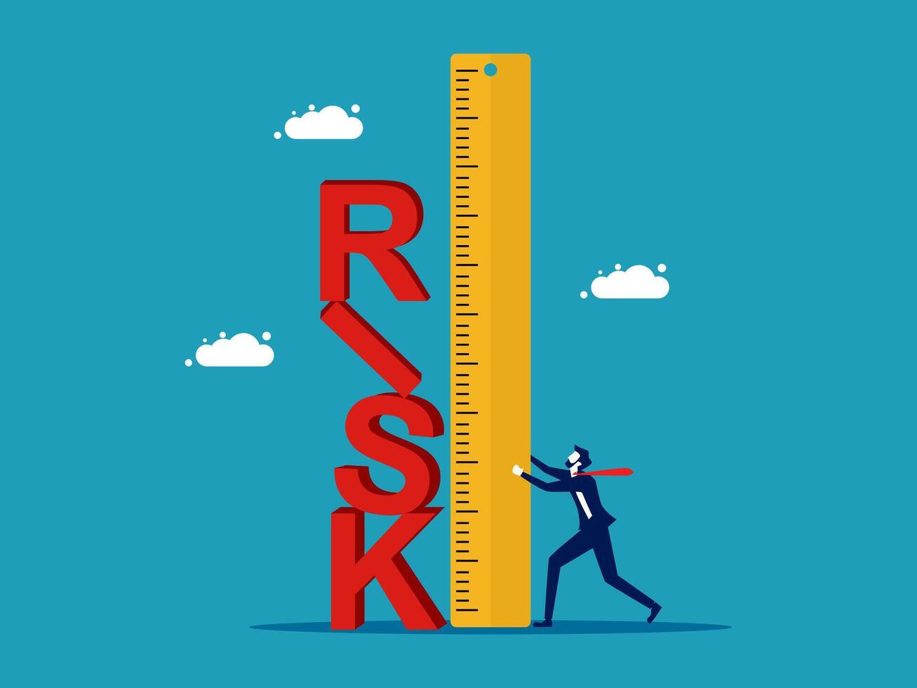 businessman holding a ruler to measure risk concept vector
