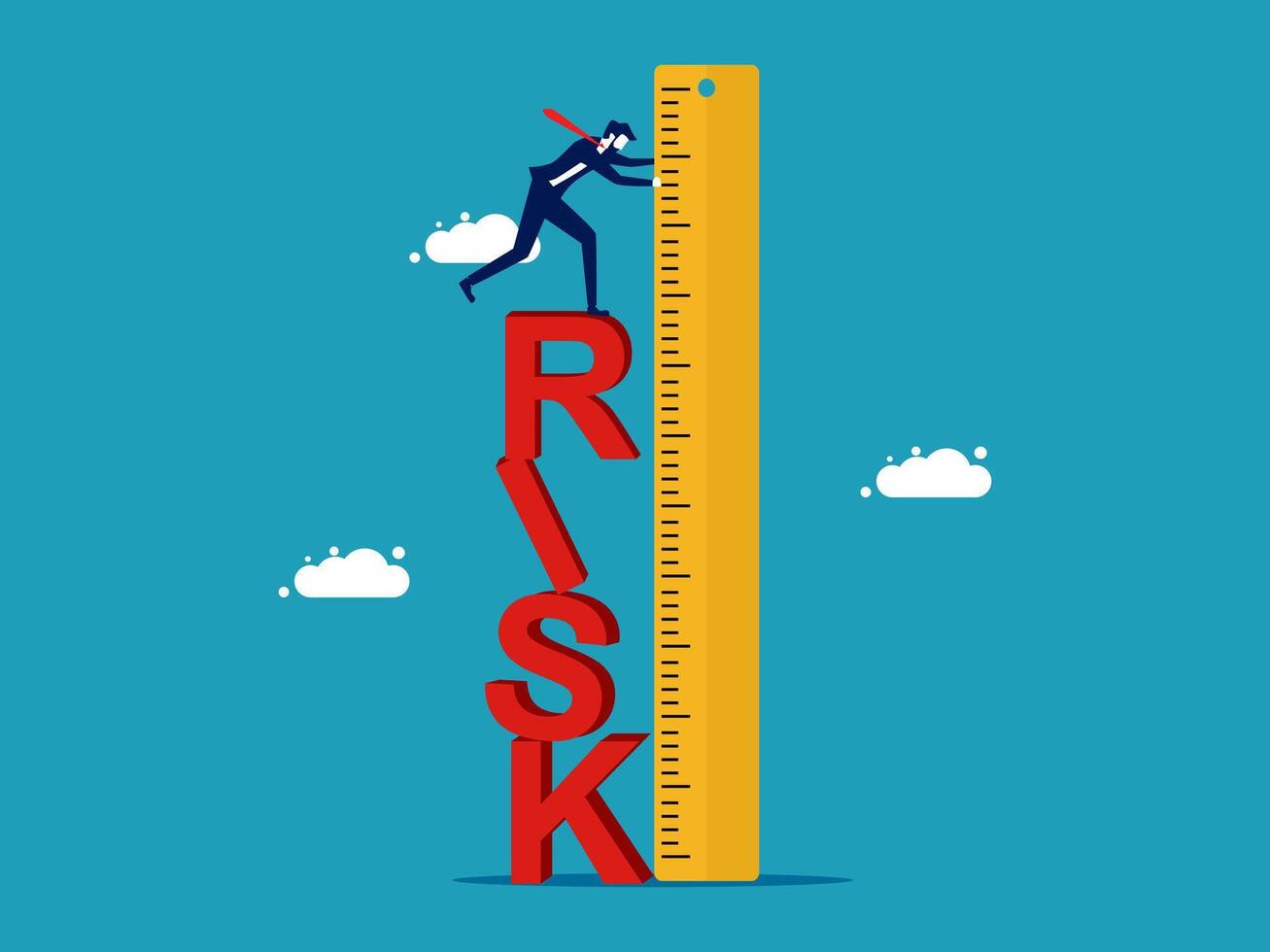 businessman climbing on the word risk vector