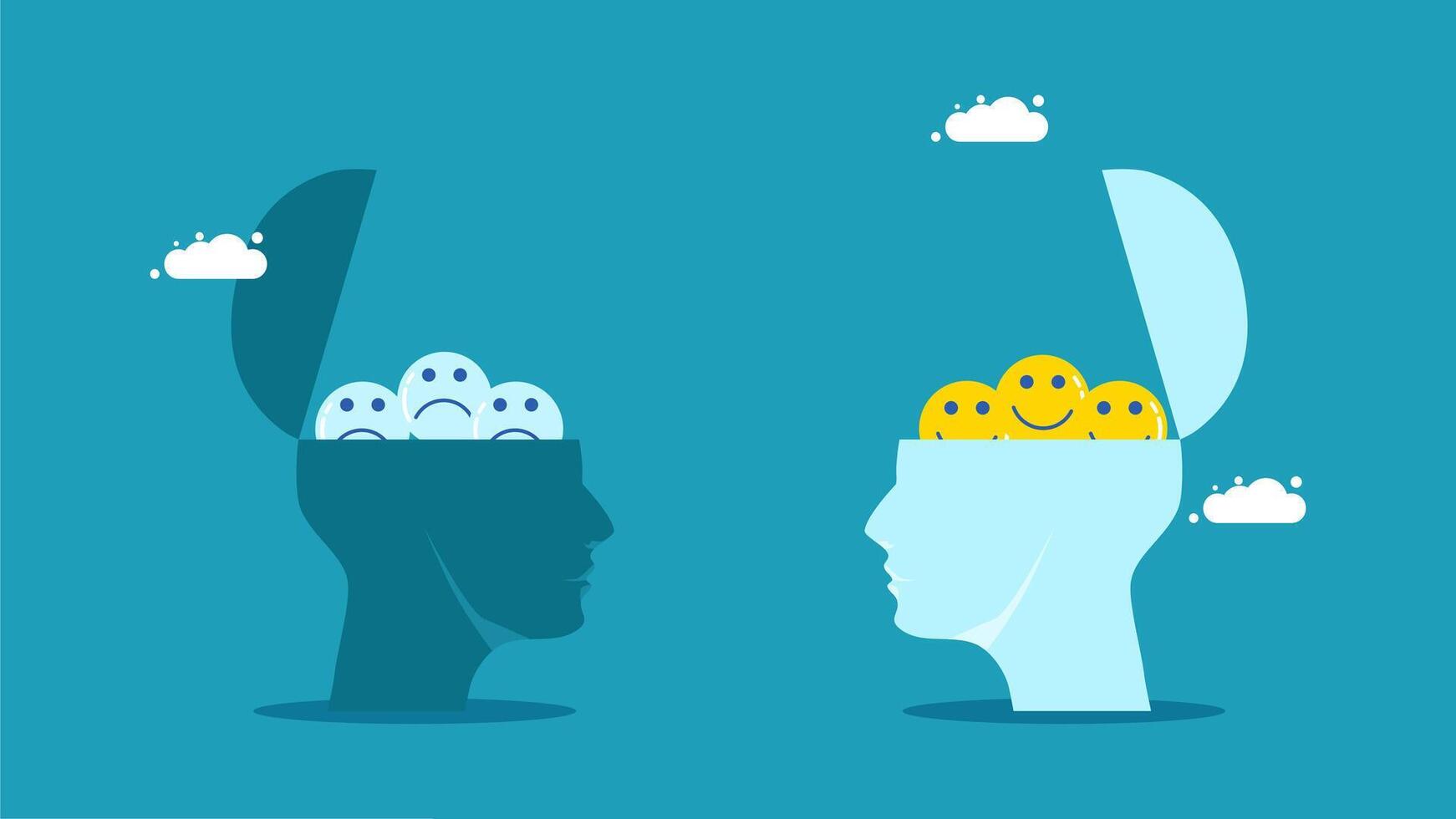two heads with smiling faces on them vector