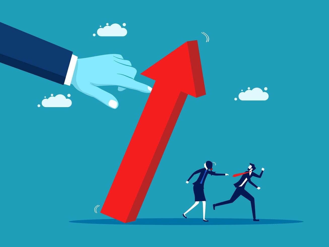 business people running to the top of an arrow vector