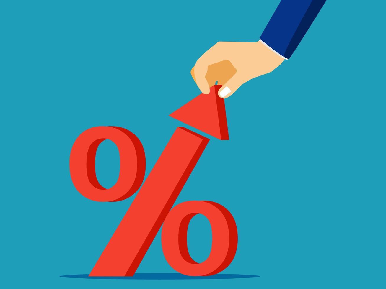 hand with arrow pointing to percent sign vector