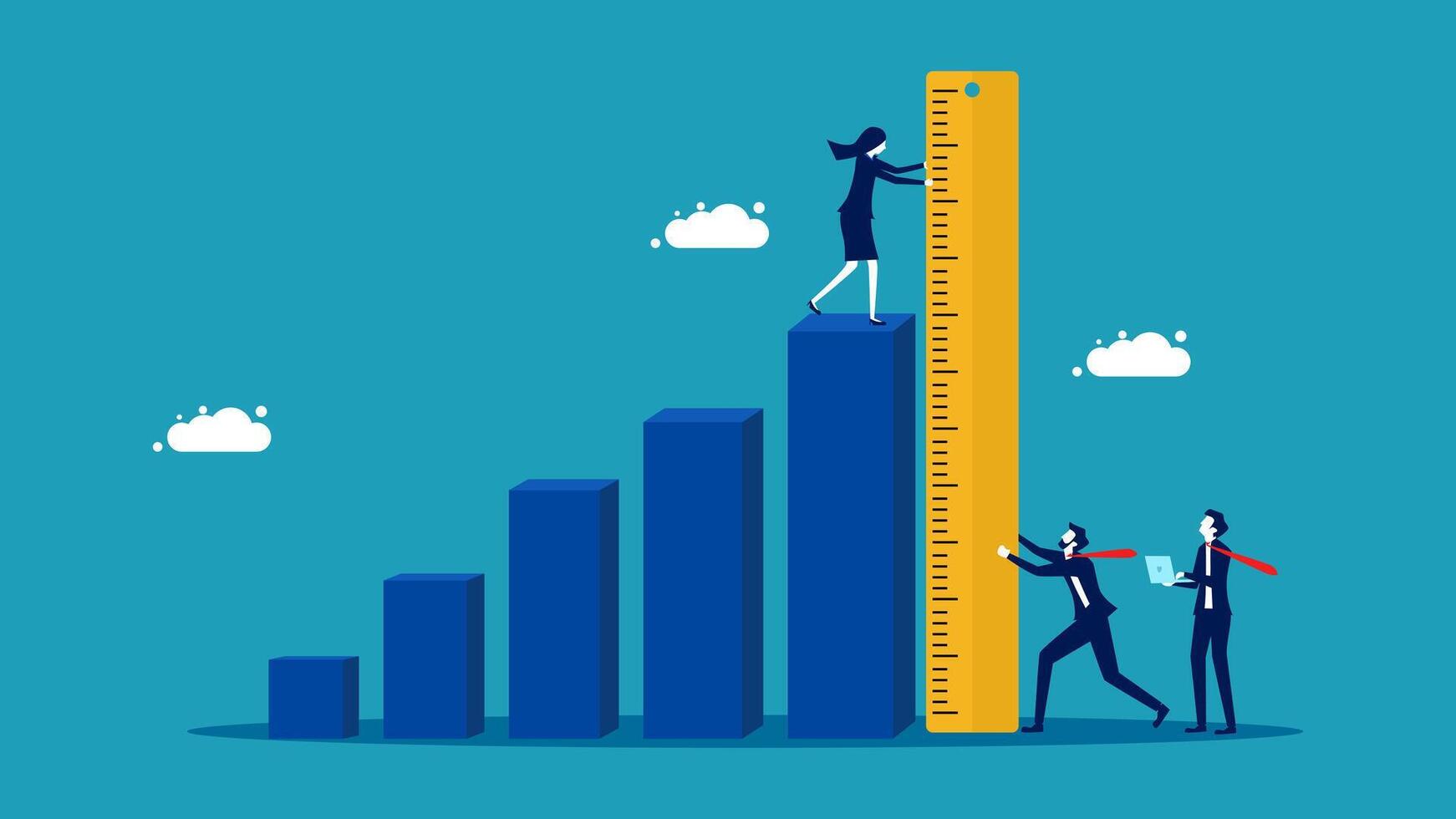 business people standing on a bar chart vector