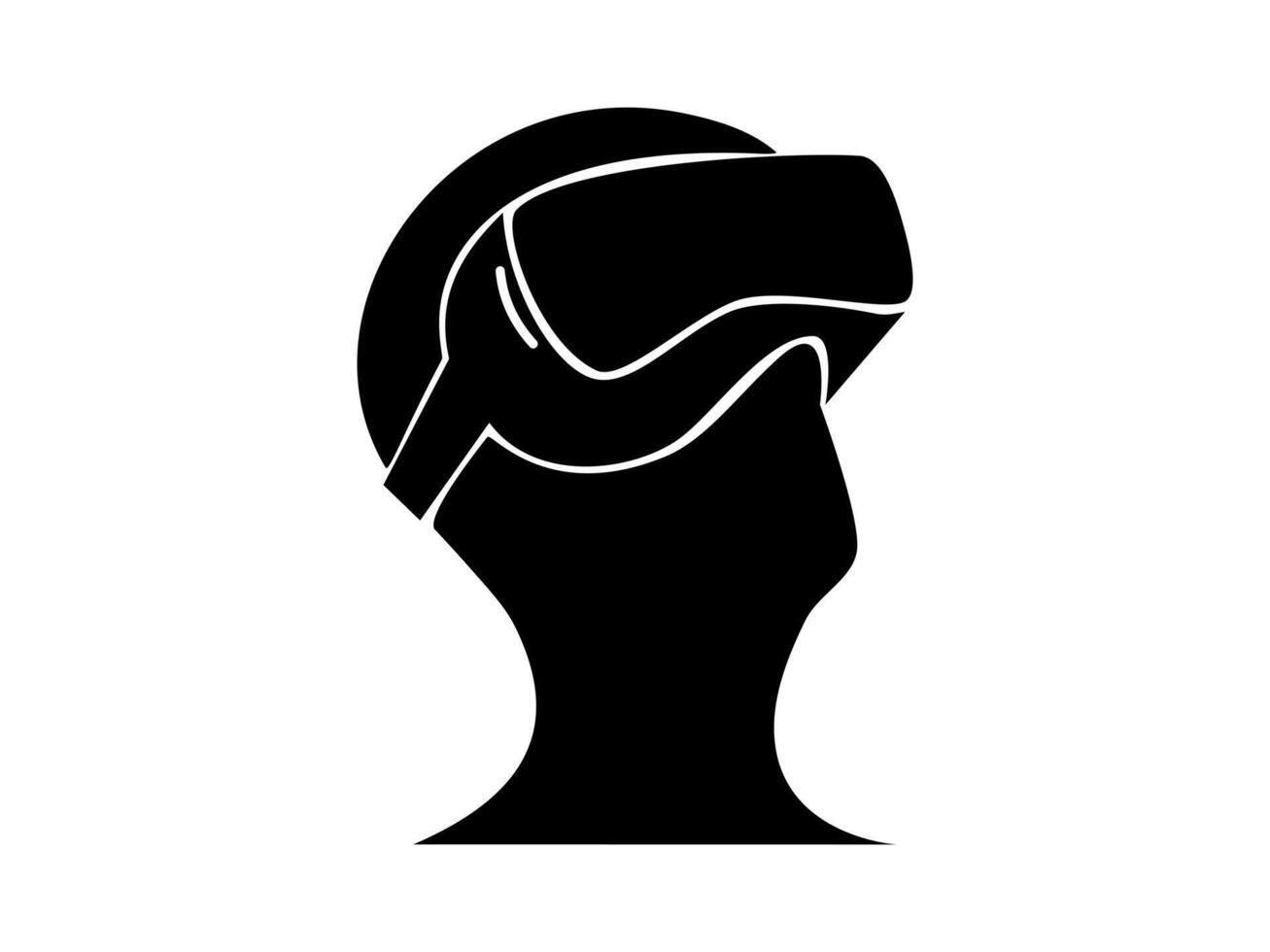 head of man with virtual reality headset on his head vector