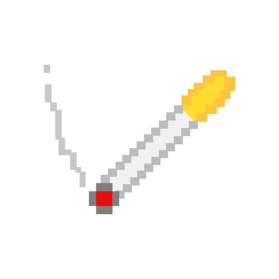 a pixelated image of a cigarette with a red tip vector