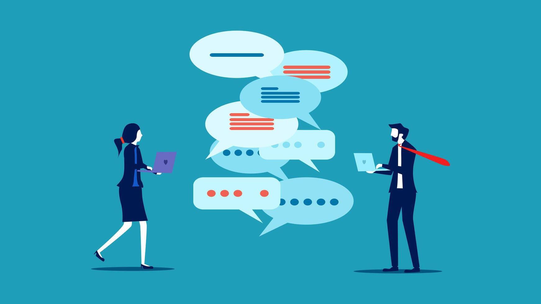 two business people talking with speech bubbles vector