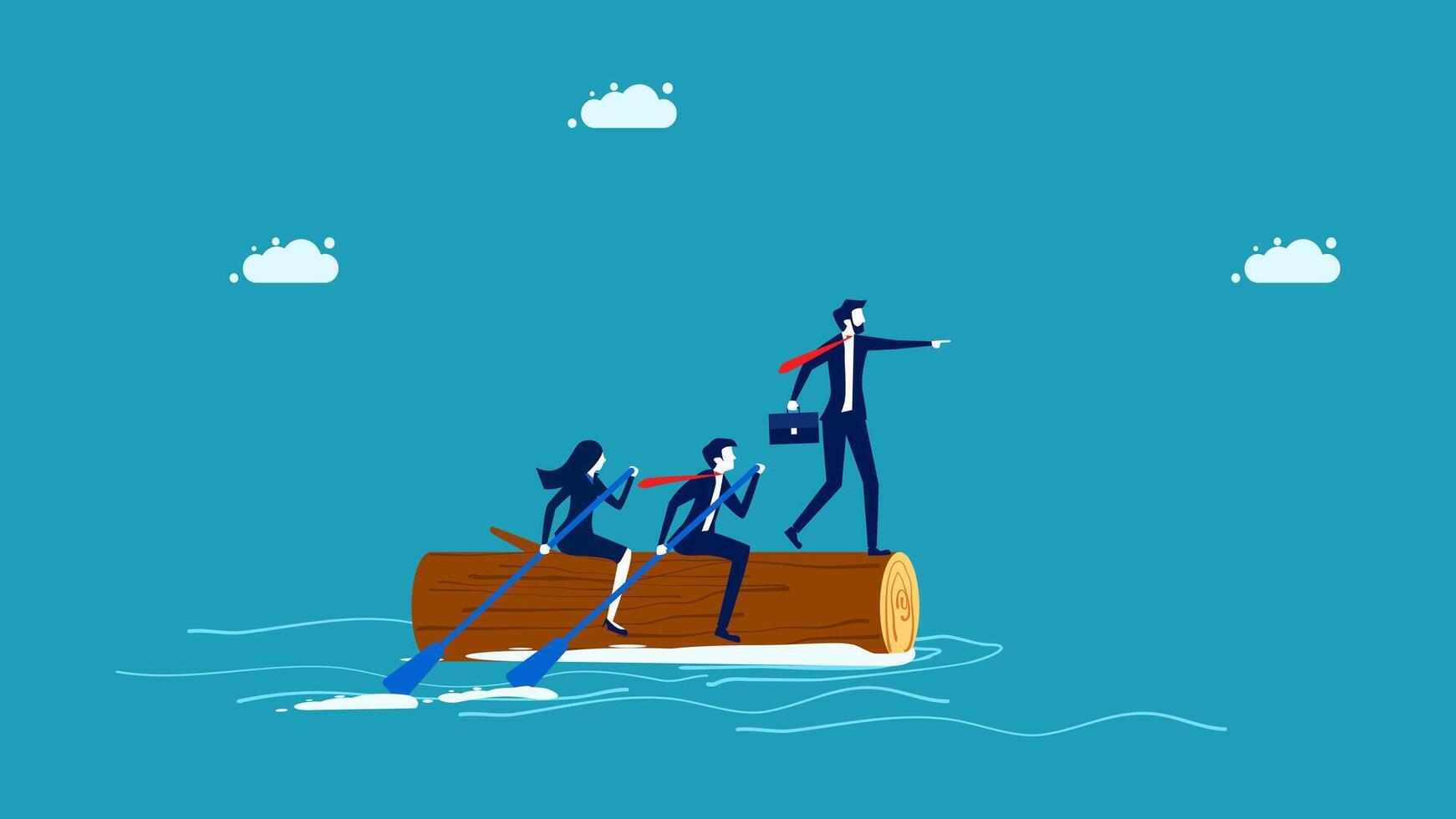 business people on a log in the water vector