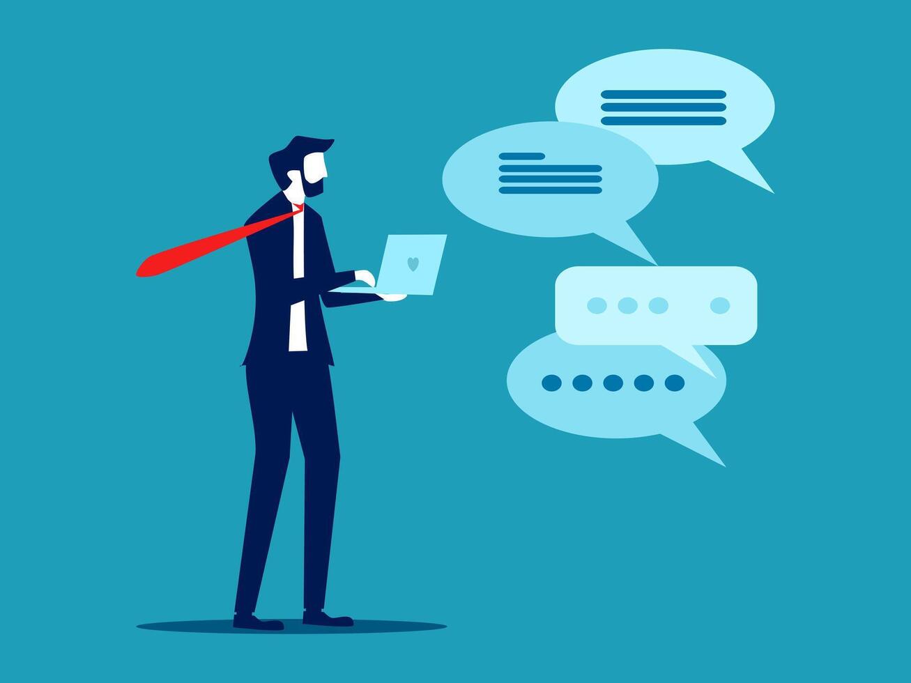 businessman with speech bubbles on his head vector