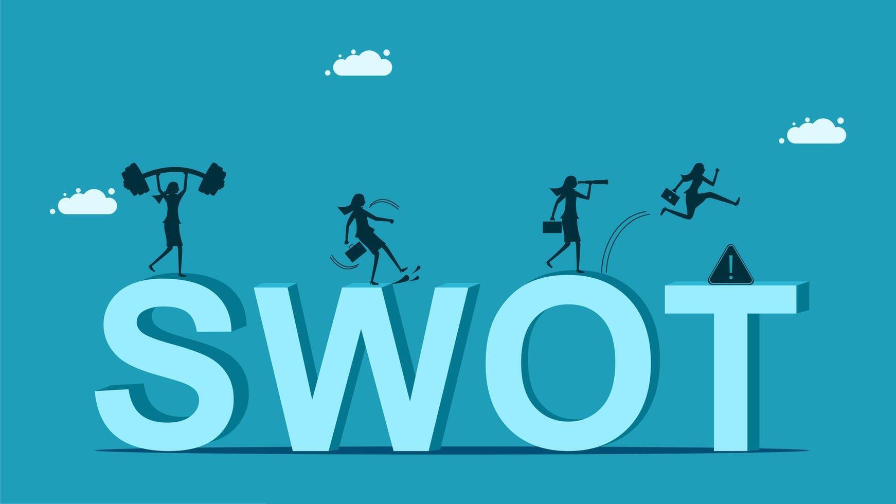 swot word with people on it vector