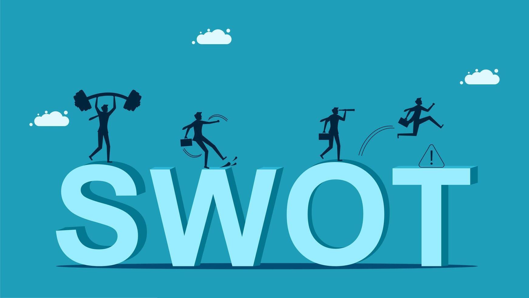 swot word with people standing on it vector