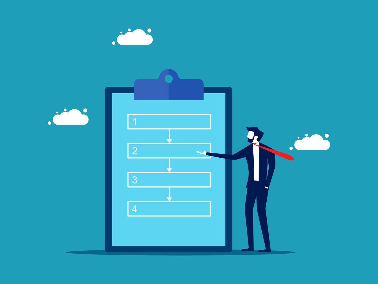 businessman with clipboard and checklist on blue background vector