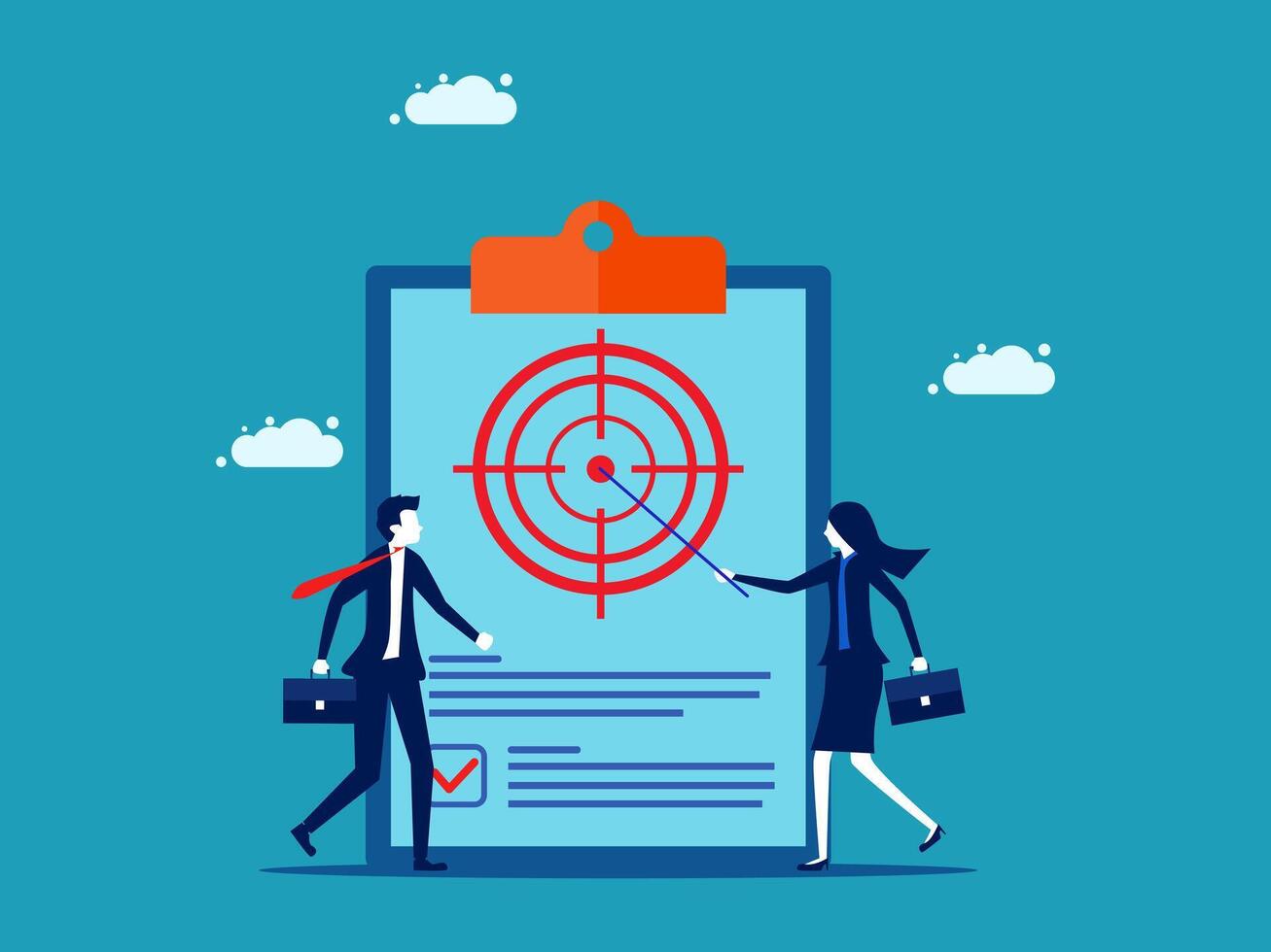 business people with target on clipboard vector