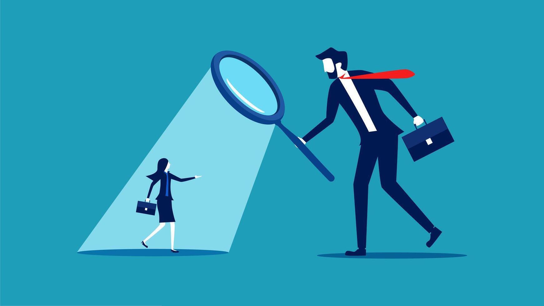 businessman looking for a job with a magnifying glass vector