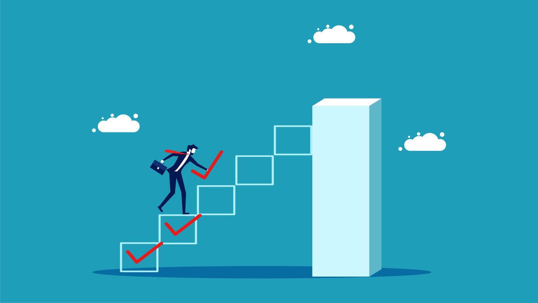 businessman climbing up the stairs to success vector