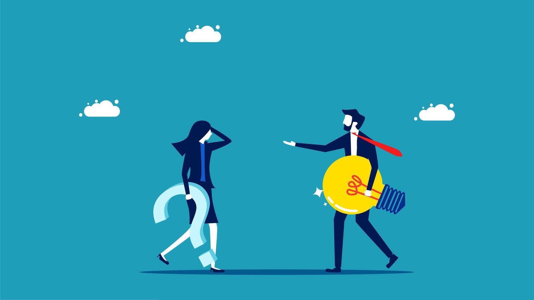 businessman and woman holding a coin and a dollar sign vector
