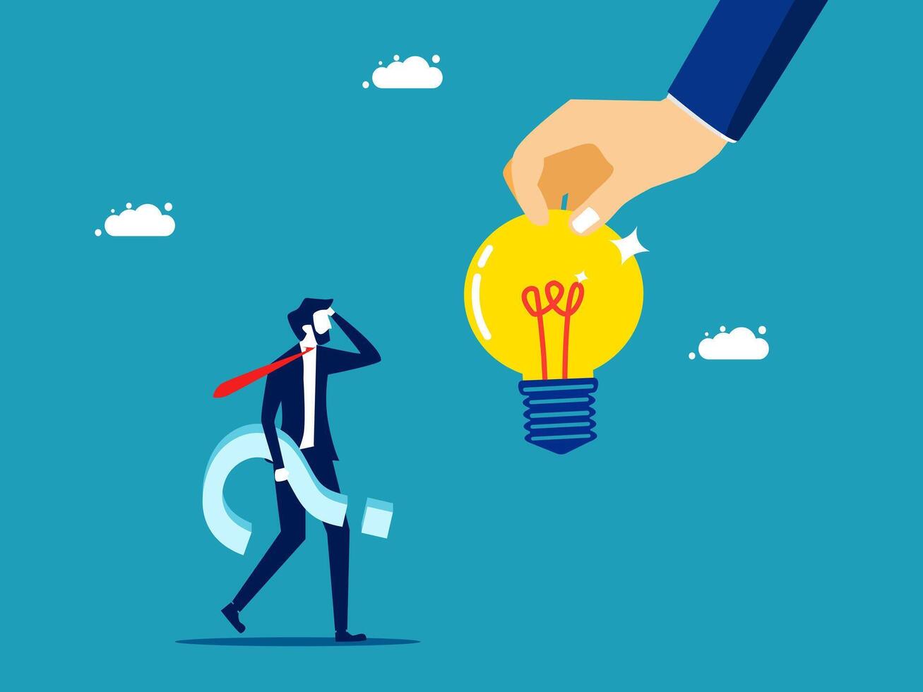 businessman with a light bulb and a hand holding it vector